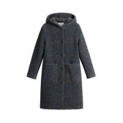 Geruite Hooded Jas Gentry Woolrich , Gray , Dames