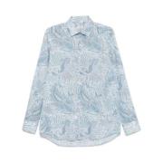 Kasjmierprint Shirt Wit Knoopsluiting voorzijde Etro , Blue , Heren