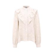 Beige ruches en kant blouse Lyane Frnch , Beige , Dames