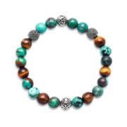 Men’s Wristband with Bali Turquoise, Tiger Eye and Indian Silver Niala...