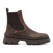 Bruin leren Chelsea-laarzen Slip-On Design Moncler , Brown , Heren