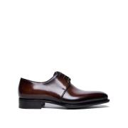 Klassieke Derby Schoenen van Zwart Leer Santoni , Brown , Heren