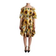 Zonnebloem Open-Schouder Jurk Dolce & Gabbana , Multicolor , Dames