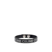 Zwart Leren Logo Armband Celine , Black , Heren