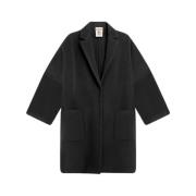 Wollen Jas met Oversized Pasvorm Semicouture , Black , Dames