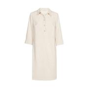 Ecru Velours Polo Kraag Jurk Marie Méro , Beige , Dames