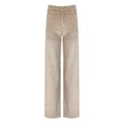 Naakte Diagonale Textuur Hoge Taille Broek Cruna , Beige , Dames