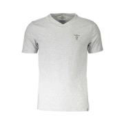 Grijze Katoenen V-Hals Logo T-Shirt Aeronautica Militare , Gray , Here...