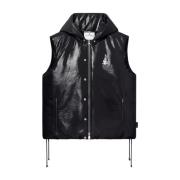 Vinyl Hooded Vest Zwart Glanzend Courrèges , Black , Heren