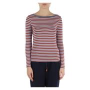 Gestreepte boothals lange mouwen top NIU , Pink , Dames