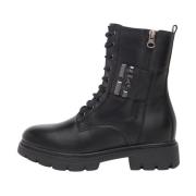 Zwarte Biker Boots met Stijlvolle Vetersluiting Nerogiardini , Black ,...