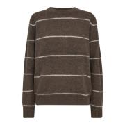 Gestreepte Crewneck Trui Pine Bark MOS Mosh , Brown , Dames