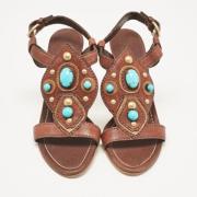 Pre-owned Leather sandals Miu Miu Pre-owned , Brown , Dames