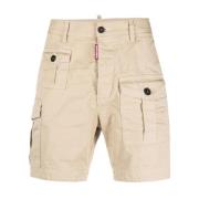 Beige Katoenblend Shorts met Zakken Dsquared2 , Beige , Heren