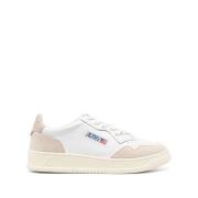 Wit Beige Leren Sneaker Paneelontwerp Autry , White , Heren