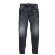 Zwarte Jeans met Vervaagd Effect en Logo Dsquared2 , Gray , Heren