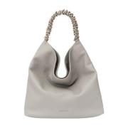 Leren Crossbody Tas met Kwast Detail Orciani , Gray , Dames