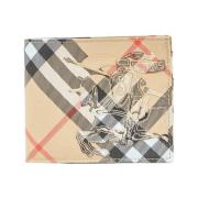 Geruite Bi-Fold Portemonnee met Logopatch Burberry , Beige , Unisex