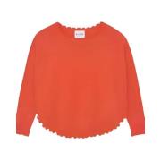 Kasjmier Pullover Oranje Rood Gefranjerd Kujten , Red , Dames