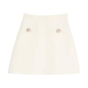 Witte Wol-Zijde Mix A-Lijn Rok Valentino Garavani , White , Dames