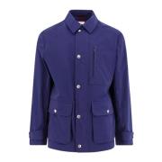 Katoenen Gabardine Jas met Verborgen Sluiting Brunello Cucinelli , Blu...