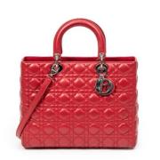 Pre-owned Leather handbags Dior Vintage , Red , Dames