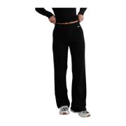 Black Ribbed Wool Petite Wide Pants Aim'n , Black , Dames