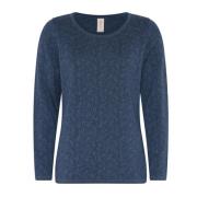 Indigo Jacquard Stitch Pullover Sweater Skovhuus , Blue , Dames