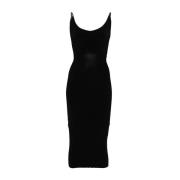 Zwarte Geribbelde Midi Jurk Mugler , Black , Dames