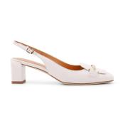 Metalen Detail Leren Slingback Hakken Tod's , Beige , Dames