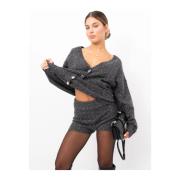 Geknoopte Cardigan met Strass Pinko , Gray , Dames