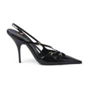 Zwarte Leren Pumps met Puntige Neus Miu Miu , Black , Dames