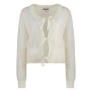 Mohair Cardigan met Striksluiting Ganni , White , Dames