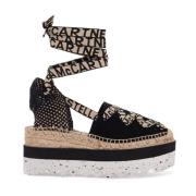 Gaia Wedge Espadrilles met Logoed Linten Stella McCartney , Beige , Da...