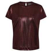 Metallic O-neck Tee MOS Mosh , Brown , Dames