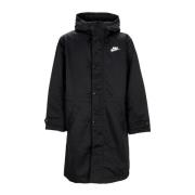 Lange Sherpa- gevoerde parka met capuchon Nike , Black , Heren