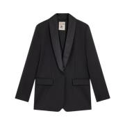 Zwarte wollen blazer Semicouture , Black , Dames