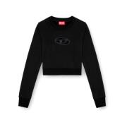 Zwarte Crew Neck Sweater met Uitgesneden Details Diesel , Black , Dame...