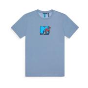 MTV Logo Jersey Cotton T-Shirt Antony Morato , Blue , Heren