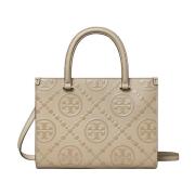 Beige Monogram Tas met Magneetsluiting Tory Burch , Beige , Dames