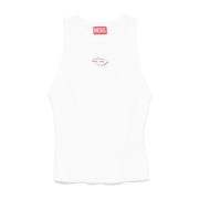 Witte Mouwloze Top met Ovaal D Logo Diesel , White , Dames