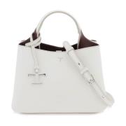 Korrelige leren handtas met reliëflogo Tod's , White , Dames