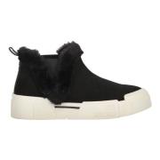 Hoge suède sneakers met bontdetails Love Moschino , Black , Dames