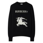 Zwarte Gebreide Crew Trui Burberry , Black , Heren