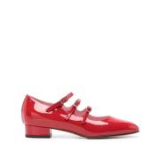 Rode platte schoenen met gespbanden Carel , Red , Dames