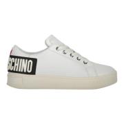 Lage leren sneakers met logo achteraan Love Moschino , White , Dames