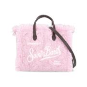 Roze Gebreide Handtas met Franjes Saint Barth , Pink , Dames