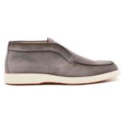 Grijze Suède Slip-On Enkellaarzen Santoni , Gray , Heren