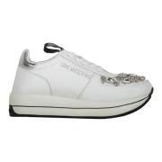 Stenen versierde leren sneakers Love Moschino , White , Dames