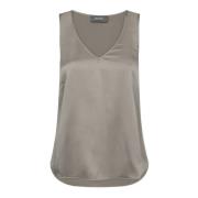 Elegant V-Neck Silk Tank Top Blouse MOS Mosh , Gray , Dames